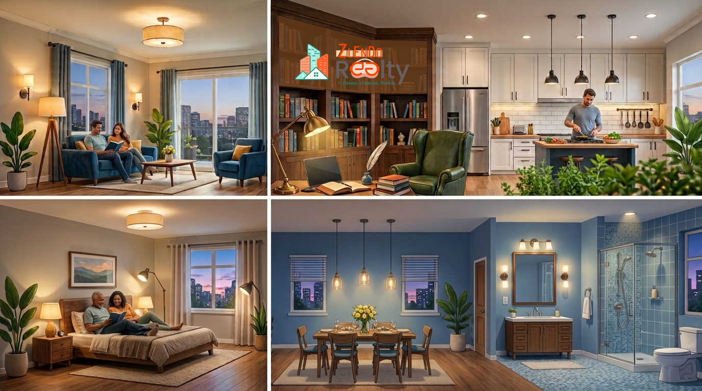 Room-by-room home lighting design plan using interior design software